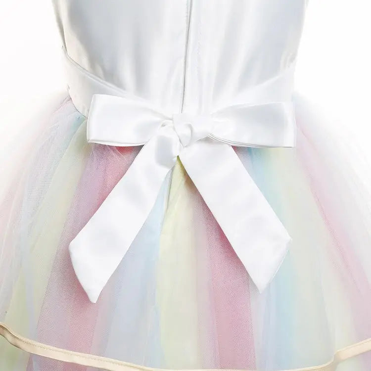 Unicorn Flower Applique Princess Ball Gown Dress