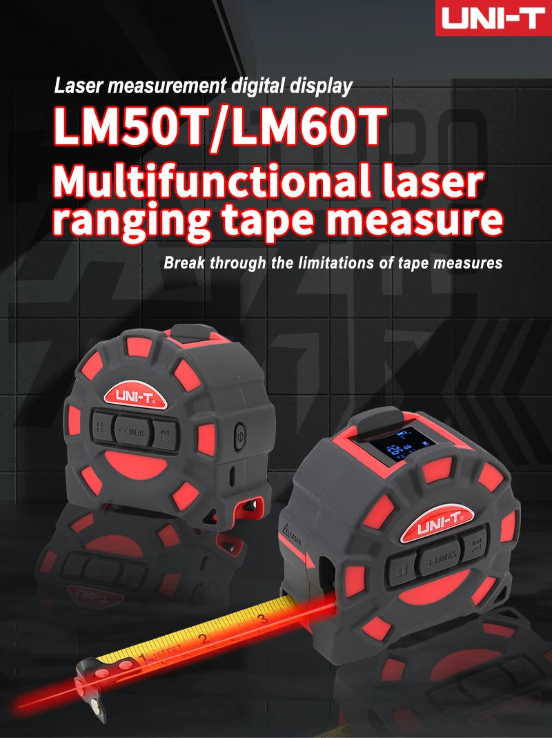 2 in 1 Laser Rangefinder 5m Tape Measure Ruler LCD Display with Backlight Distance Meter Building Measurement Device