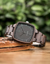 Quartz Watches Unisex Lover's Fashion Wristwatch Male With Ebony Wood