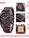 Wood Quartz Stop Watch Timer Luxury Chronograph Wristwatch Auto Date