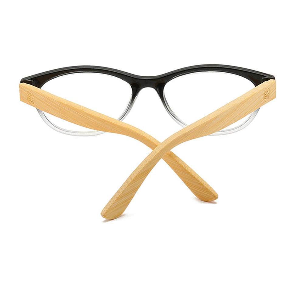 Reading Glasses Bamboo Wood Look Frame Vintage Clear Lens Presbyopia Eyeglass Black Red Readers with Spring Hinge