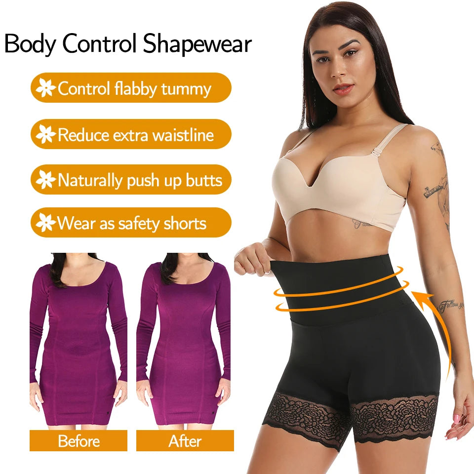 Women Body Shaper High Waist Safety Shorts Lace Knickers Tummy Control Panties Slimming Underwear Shaping Boyshorts Shapewear