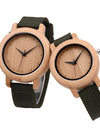 Bamboo Wooden Quartz Wristwatch for Lover Nylon Strap Couple Customize Watches