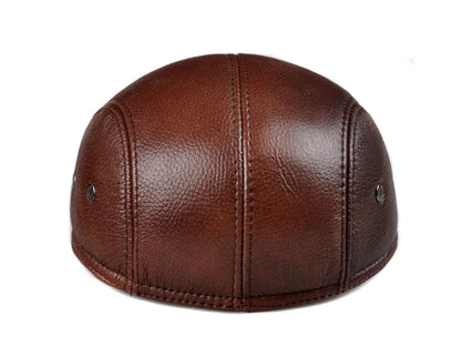 Men's outdoor leather hat winter Berets male warm Ear protection cap 100% genuine leather dad hat