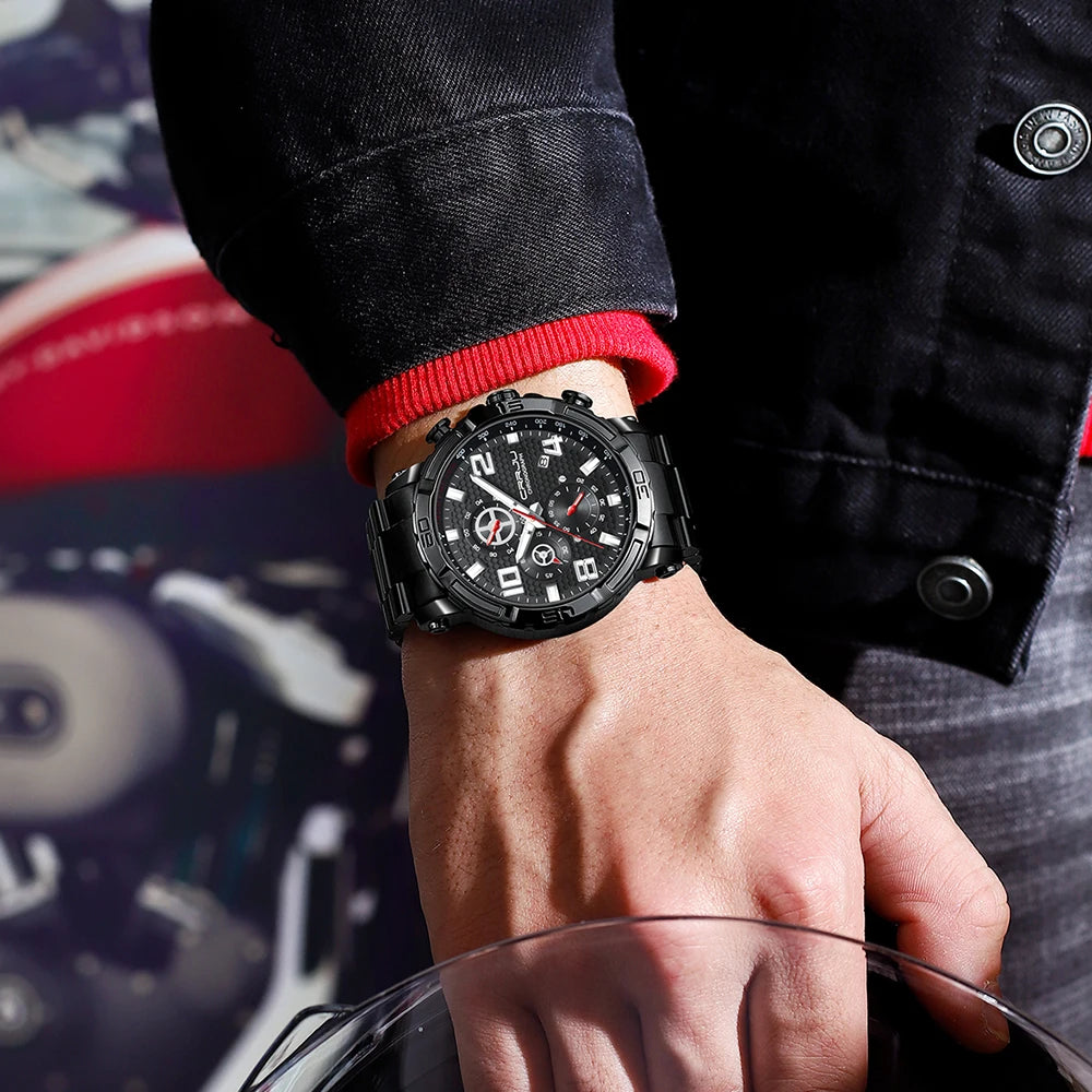 Men Watches Big Dial Waterproof Stainless Steel with Luminous handsDate Sport Chronograph Watches Relogio Masculino