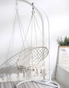 Nordic Style Round Hammock Swing Chair Safety Hanging Hammock Rope Hanging Garden Seat Beige Knitting Rope Swing Balcony Chair