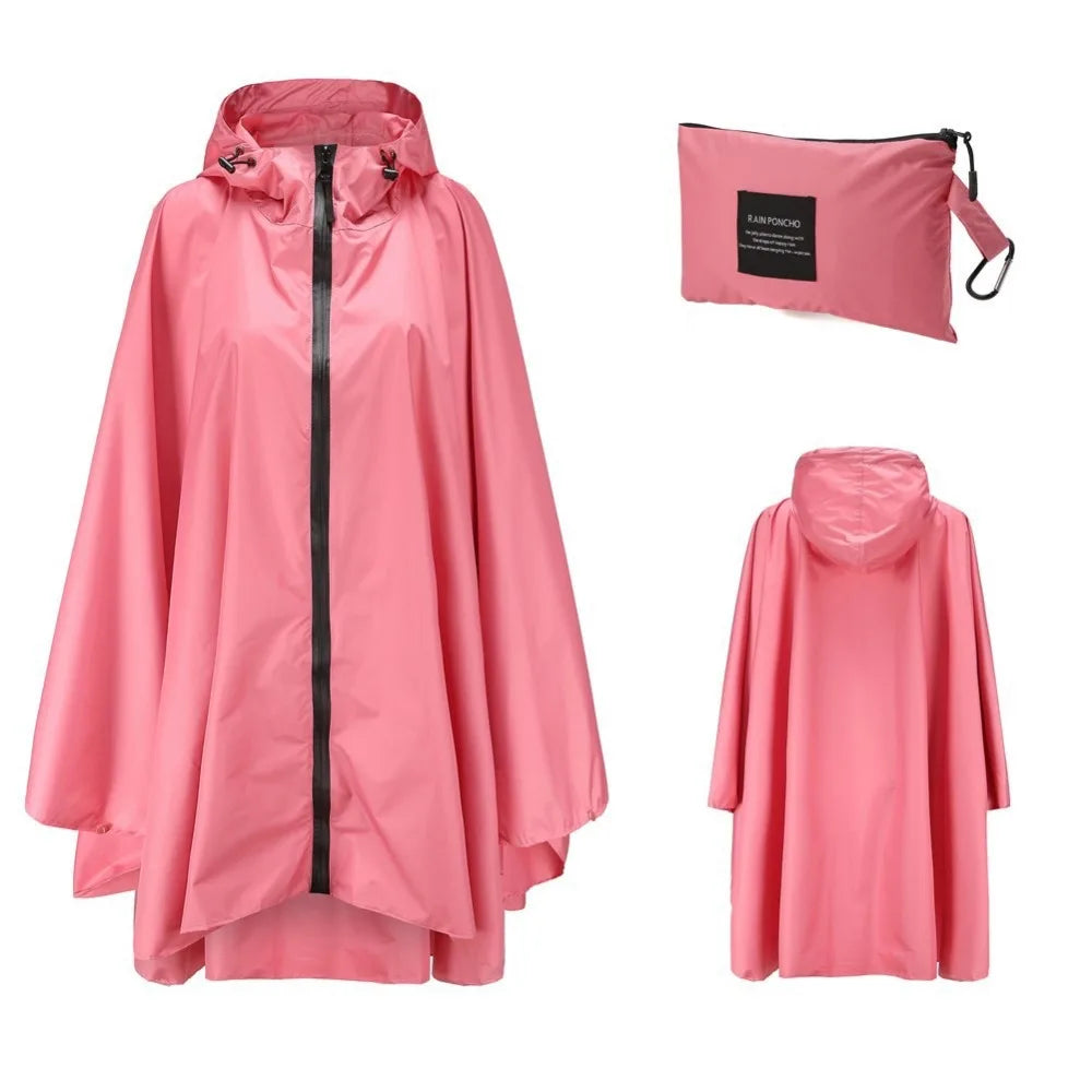 Lightweight Breathable Waterproof Rain Poncho with Belt and Storage Bag