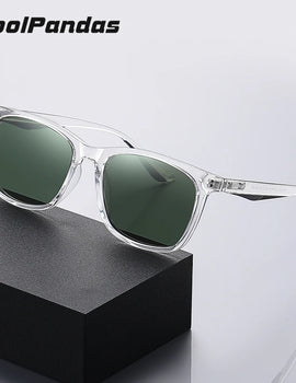 Square Polarized Sunglasses for Men and Women Retro Brown Blue Ocean Lens