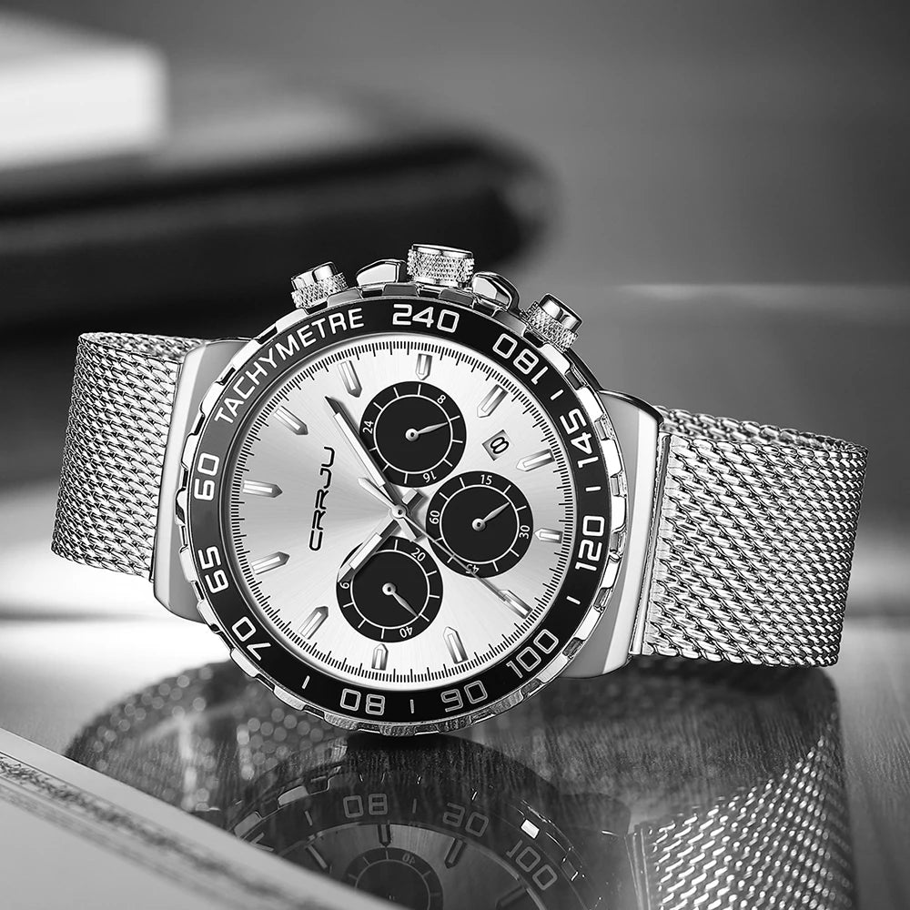 Men Watch Quartz New Japanese Chronograph Top Brand Waterproof Stainless Wristwatches with date Relogio Masculino