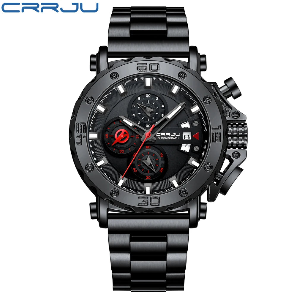 Watch for Men Top Brand Luxury Big Dial Stainless Steel Waterproof Chronograph Wristwatches with Date Relogio Masculino