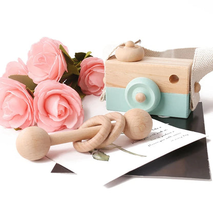 Wooden Fashion Camera Baby Toys Pendant Baby Block Montessori Toys for Children Wooden DIY Presents Nursing Gift Outdoor Toys