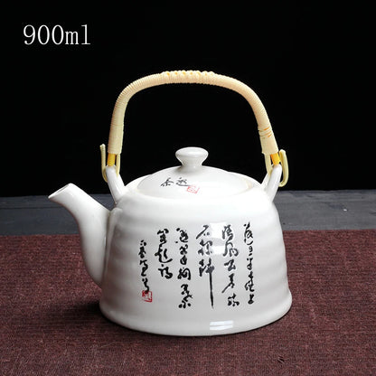 Porcelain Teapot with Strainer Net High Capacity 500 900ML Traditional Retro Ceramic Tea Set