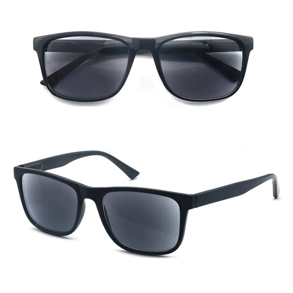 Reading Sun Glasses Square Classic Frame for Outdoors Use Sunglasses Readers Eyeglasses with Diopter Spring Hinge