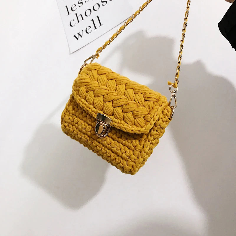 Bag Woven Tote Bag Ladies Single Chain Knitting Crossbody Bags Small Crochet Shoulder Bags