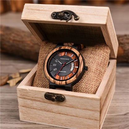 Calendar Zebra Wooden Watches Men Luxury Brand Quartz Wristwatch Man Show Date Colorful Strap