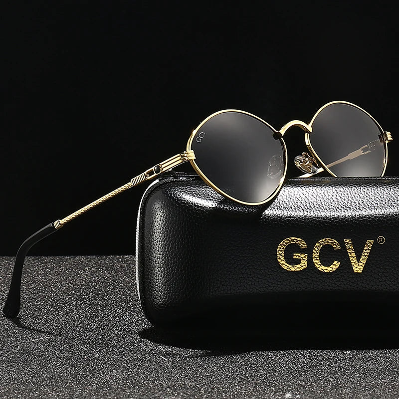 Cat Eye Titanium Alloy Polarized UV400 Retro Punk Sunglasses for Men Women Vintage Fashion Eyewear