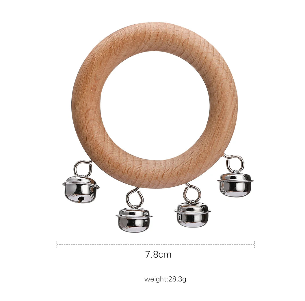 Baby Toys Bell Rattles Ball Toddler Toys Infant Educational Toy beech wood Hand Bell Interactive Baby Toys 0 12 Months Baby Gift