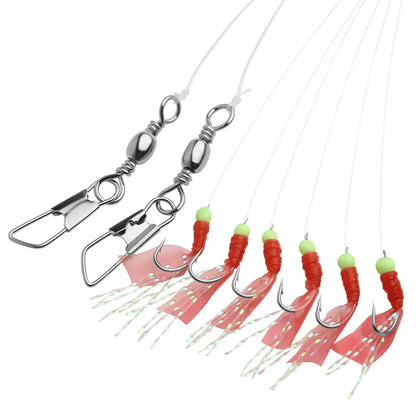 Fishing Hook Saltwater Bionic String Hooks Rigs Luminous Beans Strong Bait Sea Fish 6 Pcs  Fish Hooks