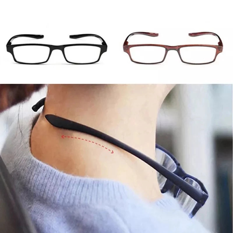 Light Anti-fatigue Reading Glasses Neck Hanging Presbyopia Eyewear Square Spectacles Eyeglasses For Men Women +3.5+4