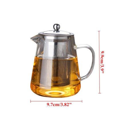 600/950/1300ml Glass Stainless Steel Teapot with Infuser Filter Lid Heat Resistant Tea Pot Kettle