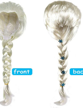 Elsa Princess Accessories Gloves Wand Crown Jewelry Set Elsa Wig Necklace Braid for Princess Dress Clothing Cosplay Dress UP