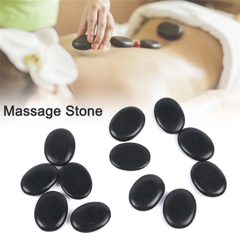 Black Natural Massage Stones Massage Lava Energy Massage Set Hot Spa Rock Basalt Body Beauty Health Care Stone