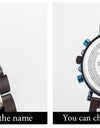 Fashion Wood Watch Wristwatches Quartz Stopwatch Ebony Calendar Display Stainless Steel