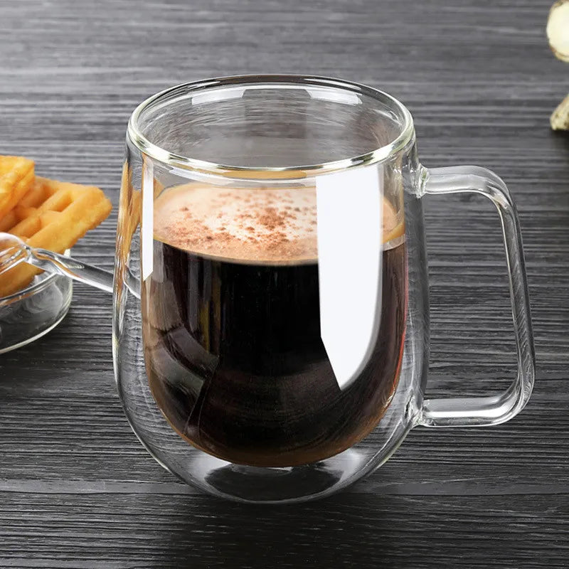 250ml Heat-resistant Double Wall Glass Coffee Mugs With Handle Lemon Tea Milk Cup Water Mug Copo Caneca Criativa