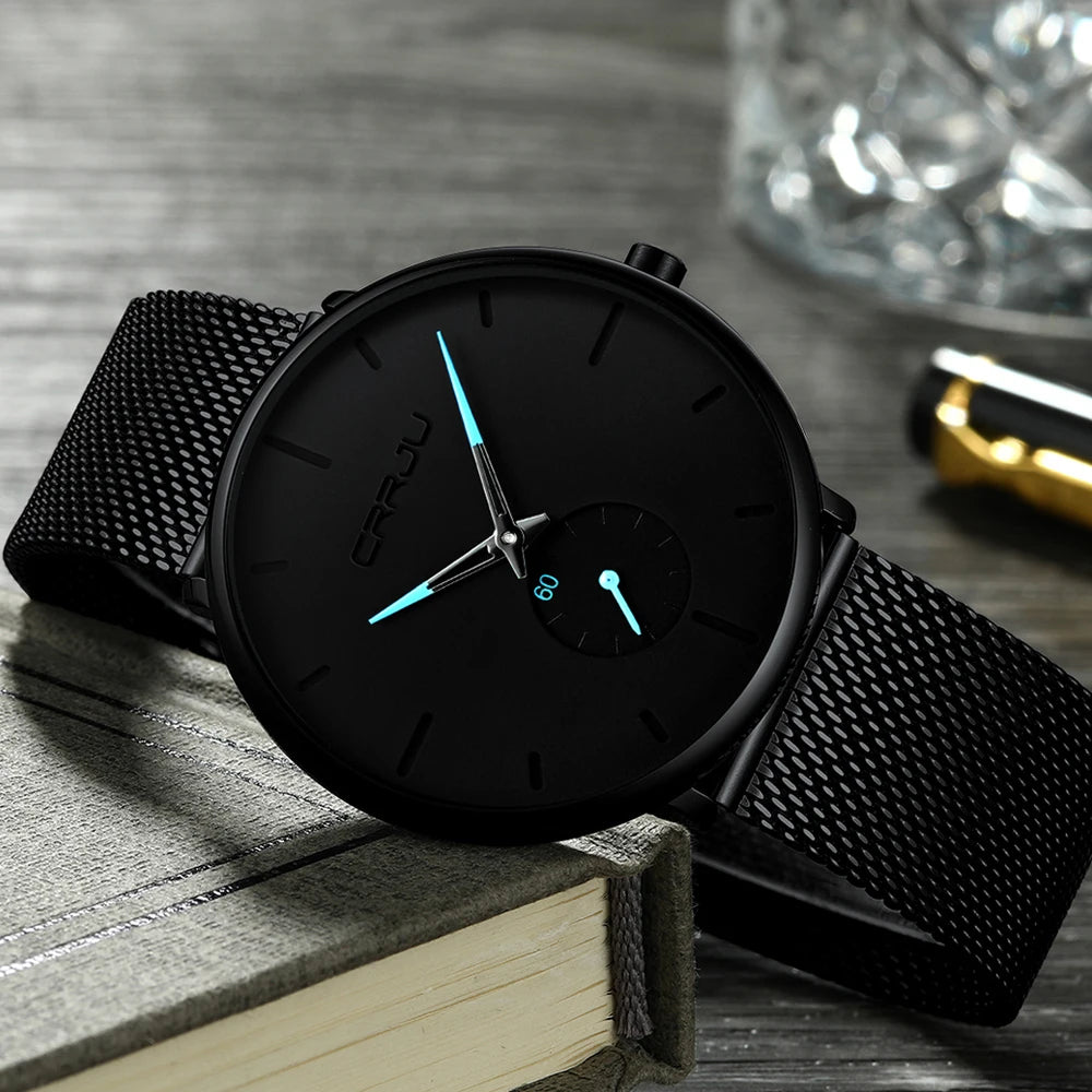 Fashion Blue Men Watch Top Luxury Brand Minimalist Ultra-thin Quartz Watch Casual Waterproof Clock Relogio Masculino