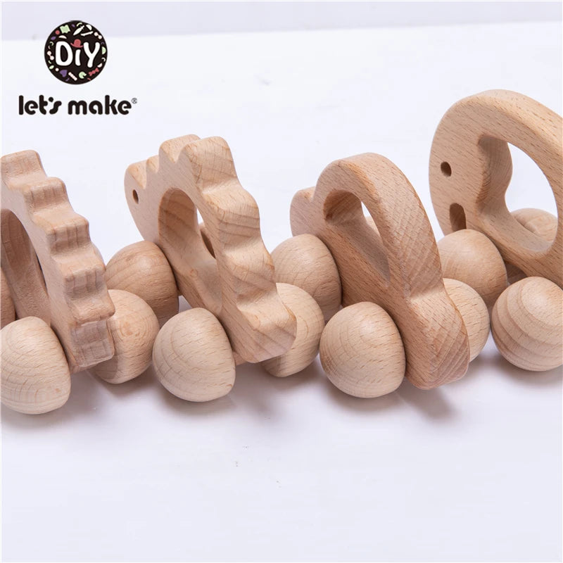 Wooden toy Car Shape Organic Beech For Babies Teether Kids Brain Game Toys Handmade Crafts Christmas Gift Cognitive Infants Toys