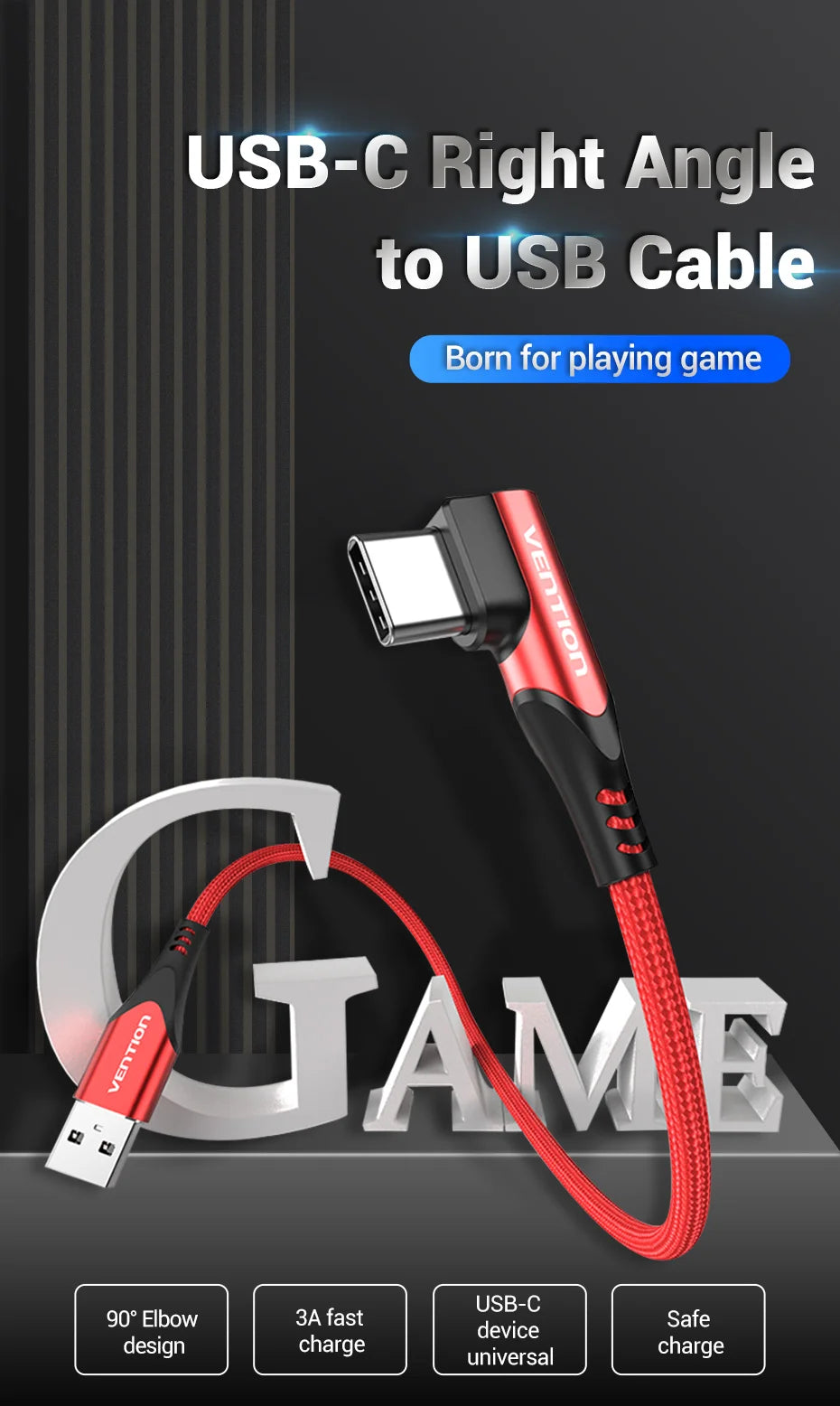 USB C Cable 90 Degree Fast Charger USB A to Type C Cable for Huawei Honor Xiaomi Redmi Samsung Mobile Phone USB-C Cord