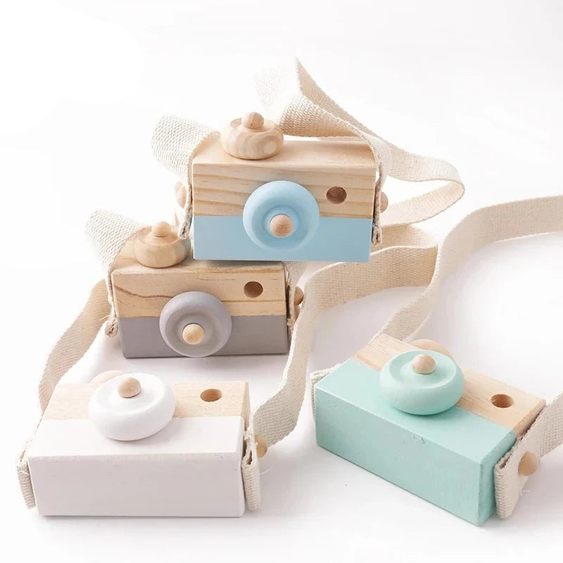 Wooden Fashion Camera Baby Toys Pendant Baby Block Montessori Toys for Children Wooden DIY Presents Nursing Gift Outdoor Toys