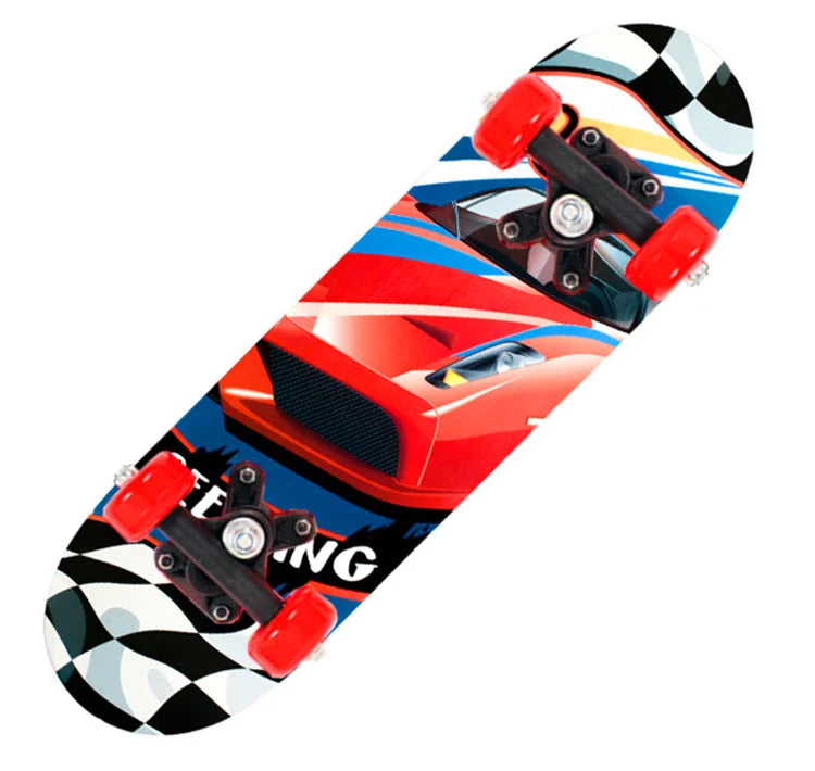 60CM Skateboard Beginner Cartoon Skateboard Maple Wood Deck Skate Board Outdoor Long Board Double Rocker Skateboard