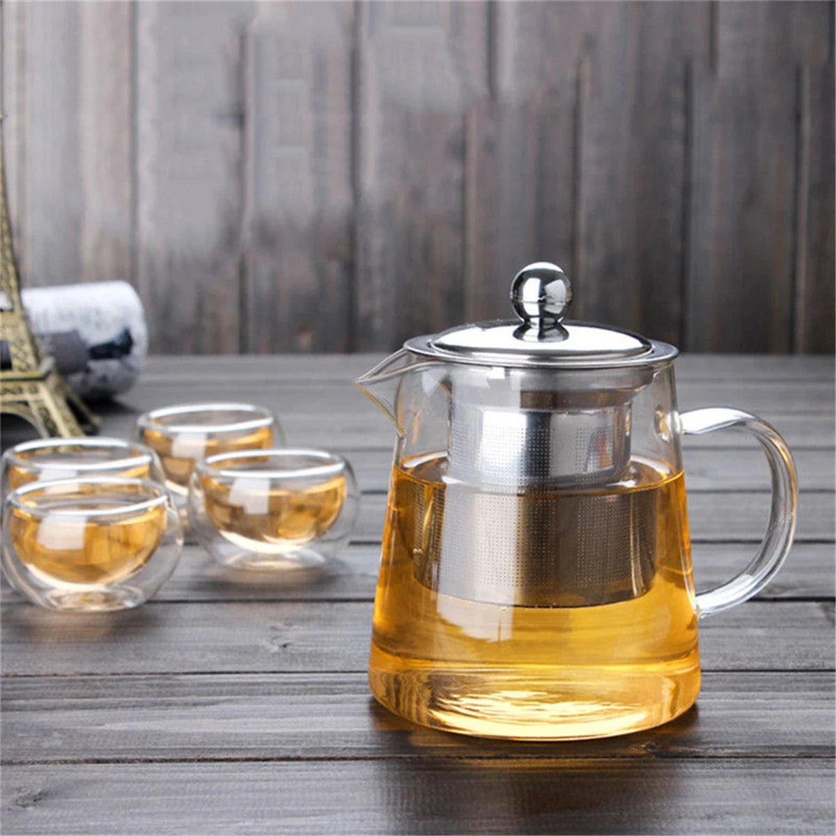 600/950/1300ml Glass Stainless Steel Teapot with Infuser Filter Lid Heat Resistant Tea Pot Kettle