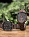 Quartz Watches Unisex Lover's Fashion Wristwatch Male With Ebony Wood