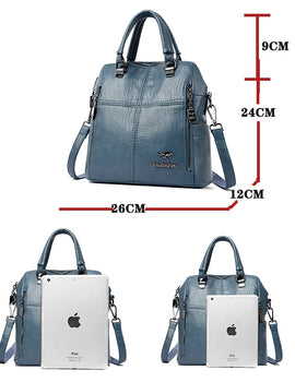 Leather Backpack Women Shoulder Bags Multi function Travel Backpack School Bags Bagpack