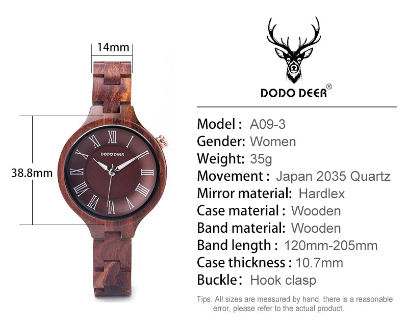 Fashion Wood Watch  Female Clock Quartz Wrist watches Ladies Roman Dial