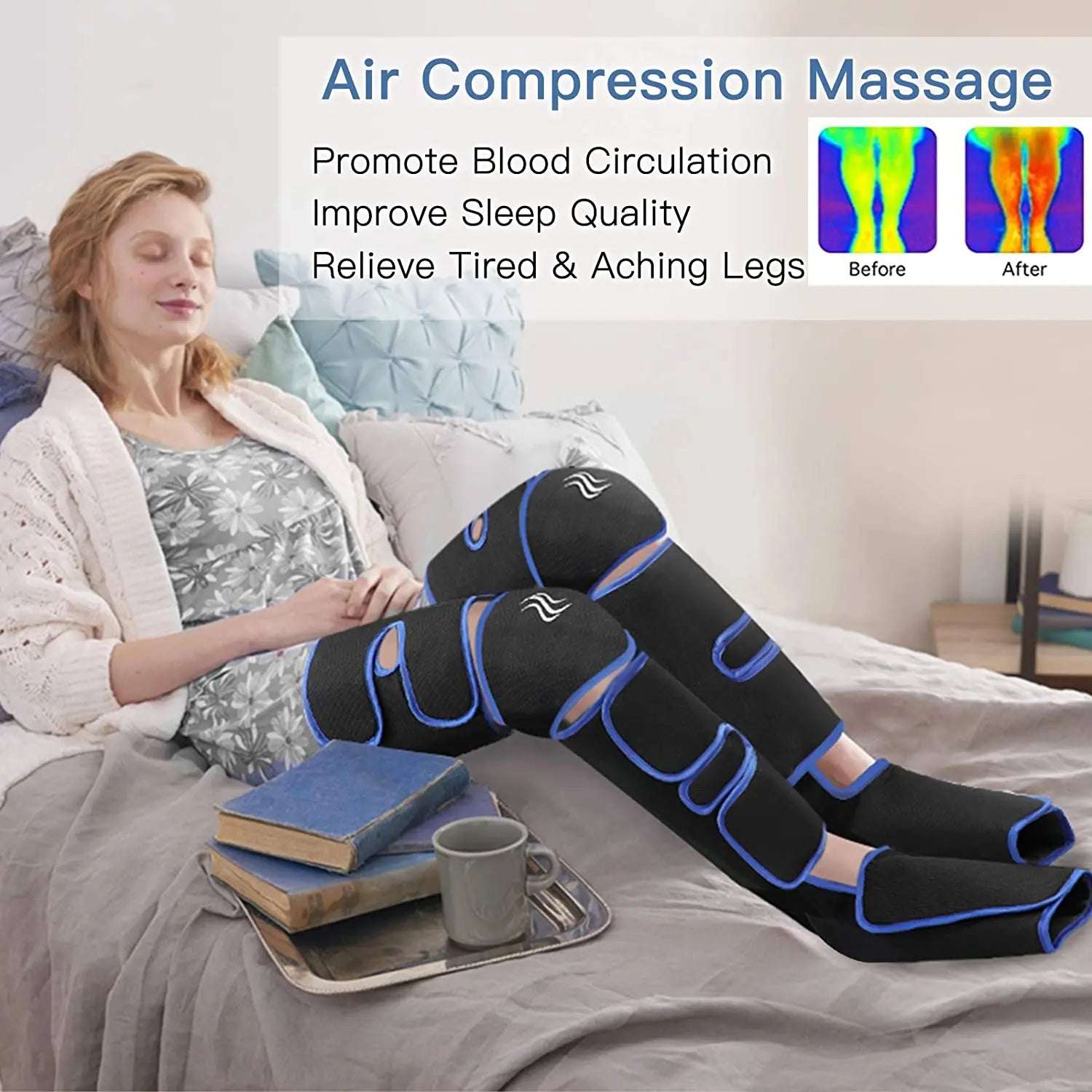 USB Foot air pressure leg massager promotes blood circulation, body massager, muscle relaxation, lymphatic drainage device 360°
