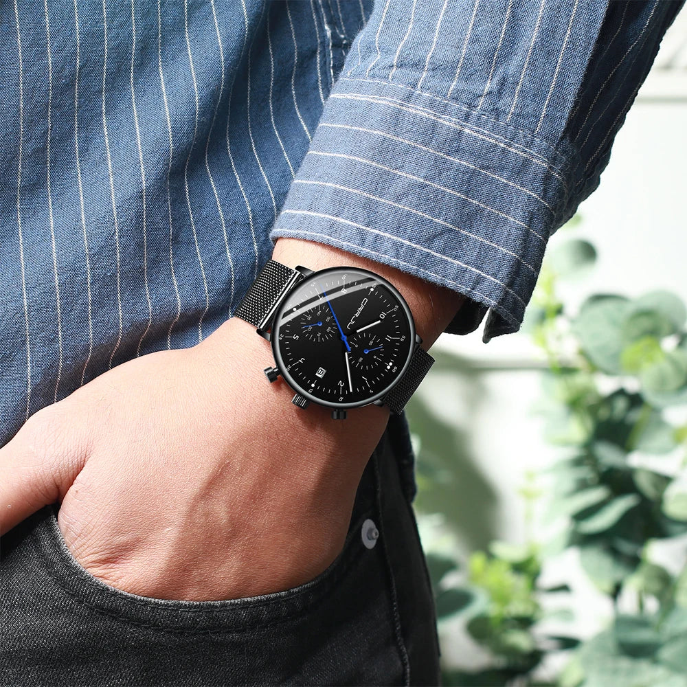 Mens Watch Top Luxury Brand Men Stainless Steel WristWatch Men's Military waterproof Date Quartz watches relogio masculino