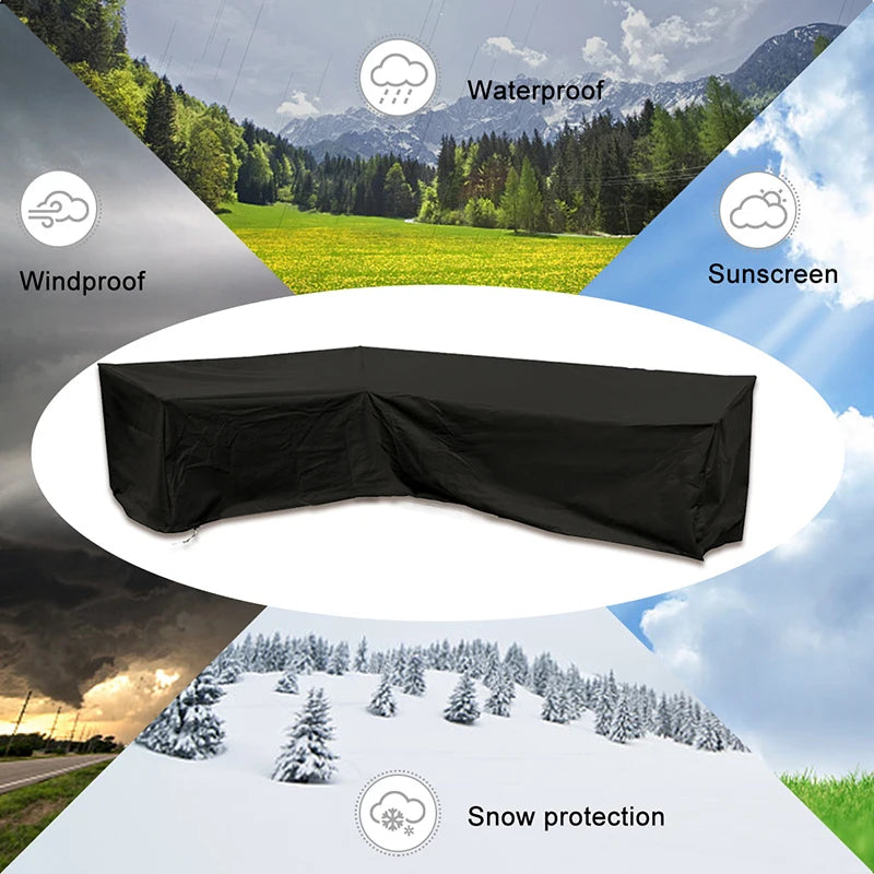 Waterproof L Shape Patio Furniture Cover Outdoor Garden Sofa Dustproof Rain Snow UV Protector