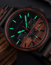 Wood Quartz Stop Watch Timer Luxury Chronograph Wristwatch Auto Date