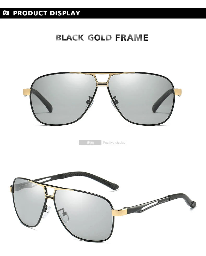 Vintage Aviation Photochromic Polarized UV400 Anti-Glare Driving Sunglasses for Men Women