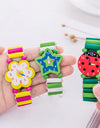 Kids Girl Colorful Wood Bracelets Children Elastic Watch Wristbands Child Toy Bracelet