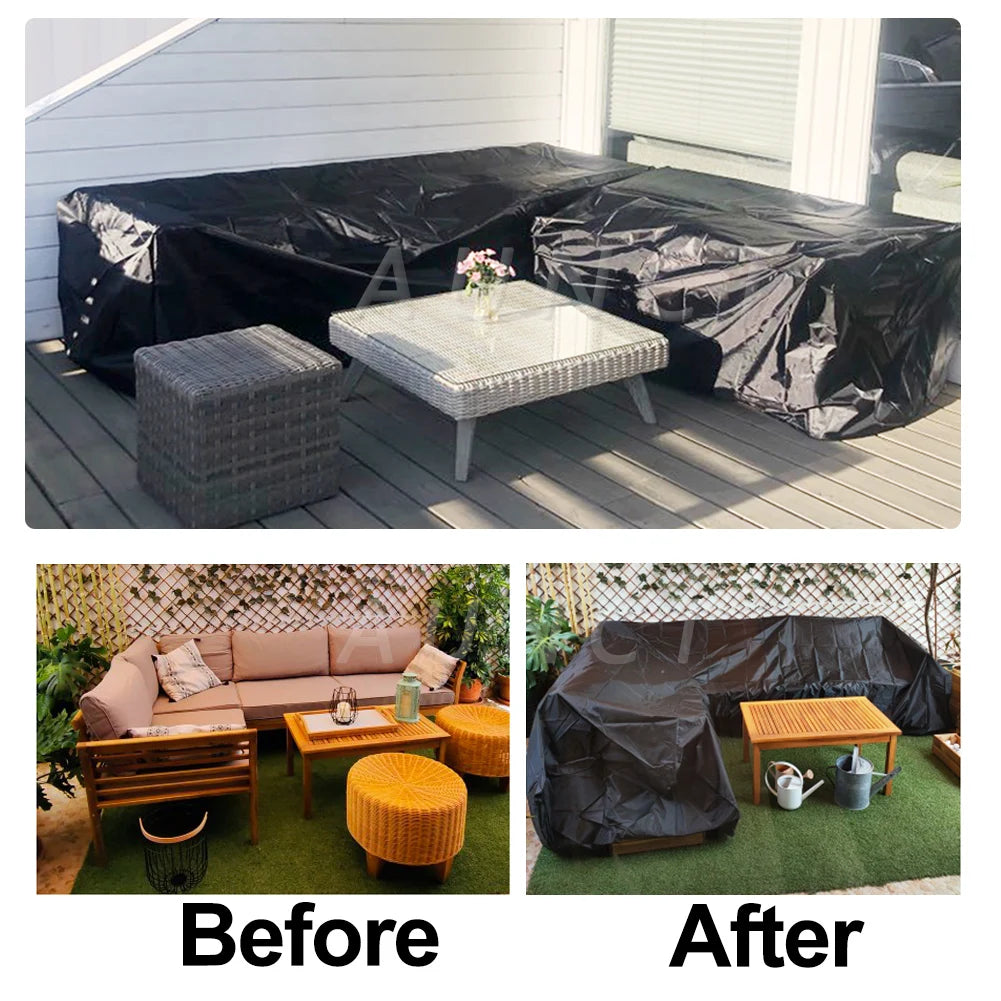 Waterproof L Shape Outdoor Sofa Cover Garden Rattan Corner Furniture Dustproof Patio Protector