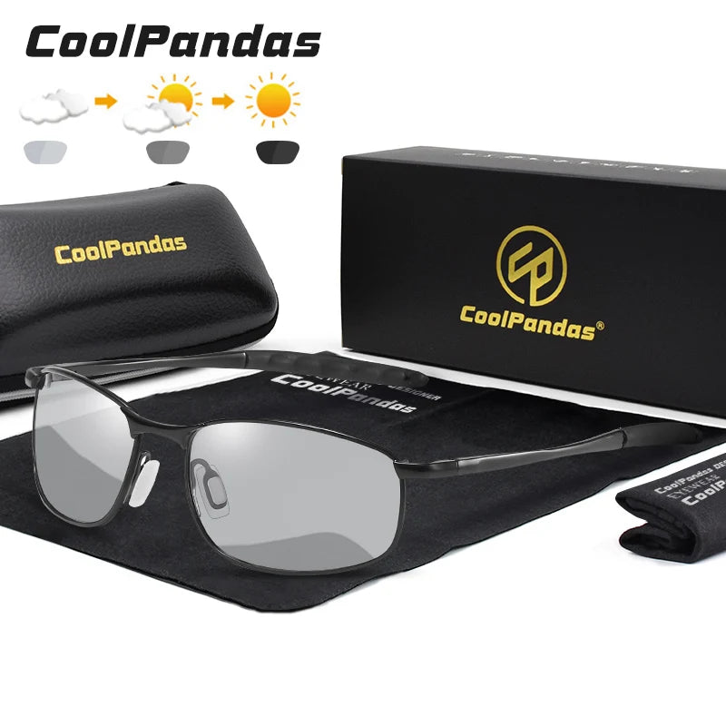 Photochromic Polarized Retro Small Oval Sunglasses for Men Driving Use