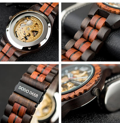 Mechanical Watch Classic Wooden Automatic Wristwatches Present