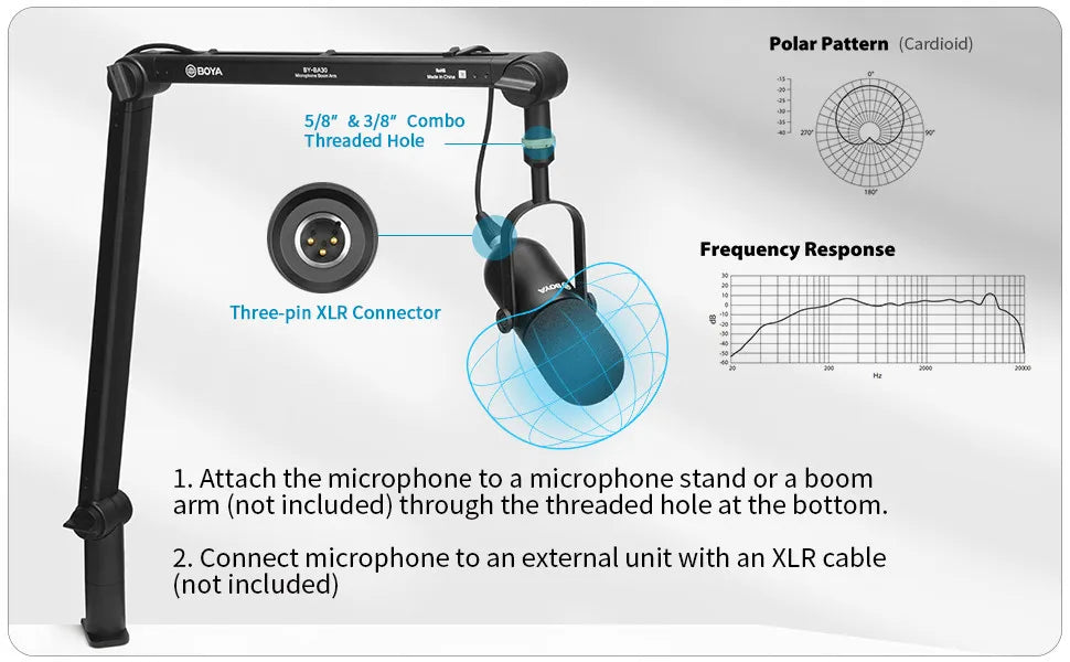 BY-DM500 Studio Gaming Microphone for Streaming Live Vocals Youtube Recording Blogging Podcasting XLR Dynamic Microphone