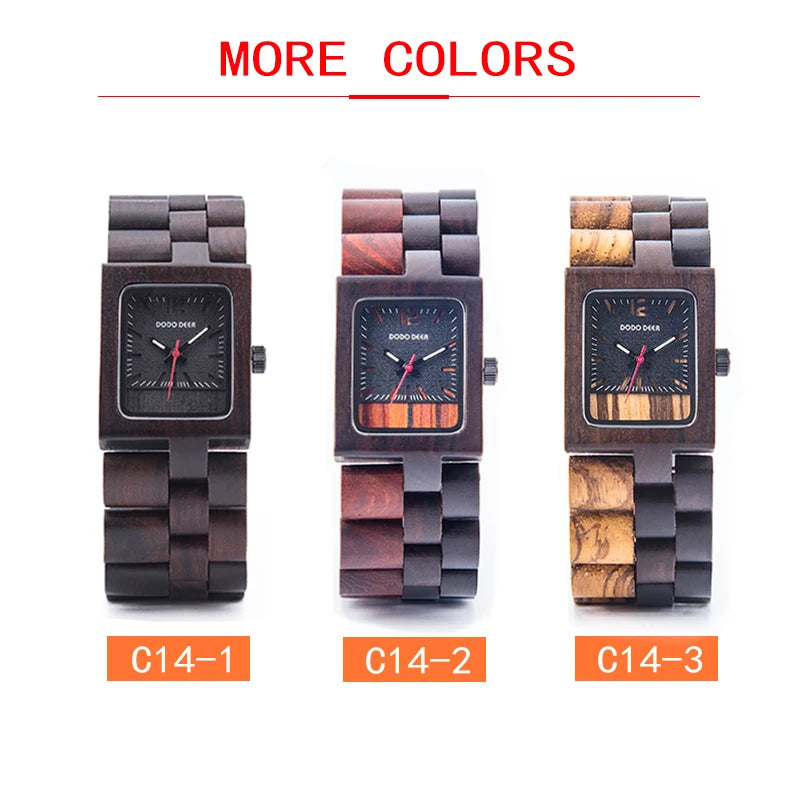 Women Watches Top Brand Luxury Ebony Wood Quartz Wristwatch