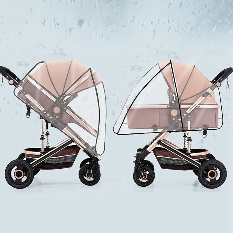 Stroller Rain Cover Transparent Wind Dust Shield Universal Trolley Umbrella Raincoat  Seat Cover Sunshade Breathable