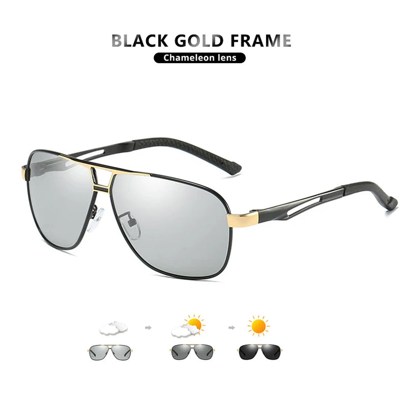 Vintage Aviation Photochromic Polarized UV400 Anti-Glare Driving Sunglasses for Men Women
